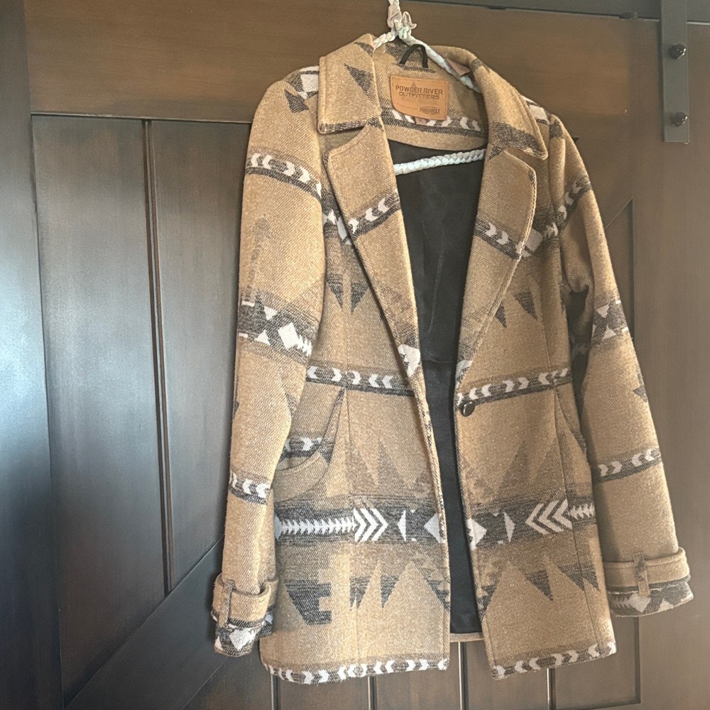 Powder River Tan and Black Patterned Western Blazer
